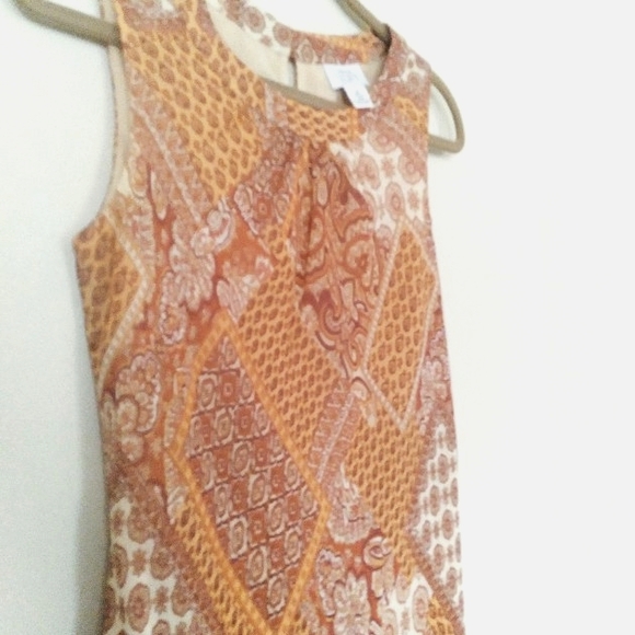 LOFT Silk Yellow Paisley Floral Print Sleeveless Sheath Dress Midi Scoop Neck - Picture 7 of 11